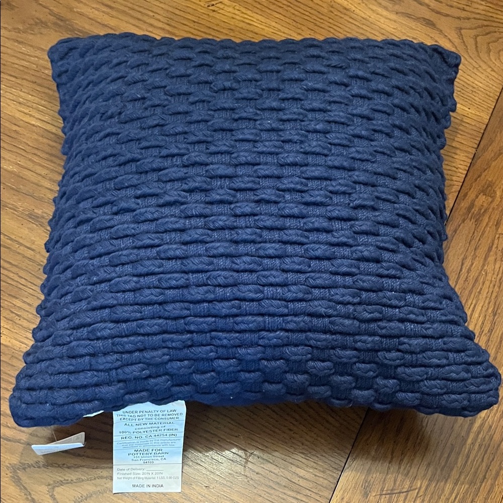 Pottery Barn Navy Blue Chunky Knit Accent Pillow